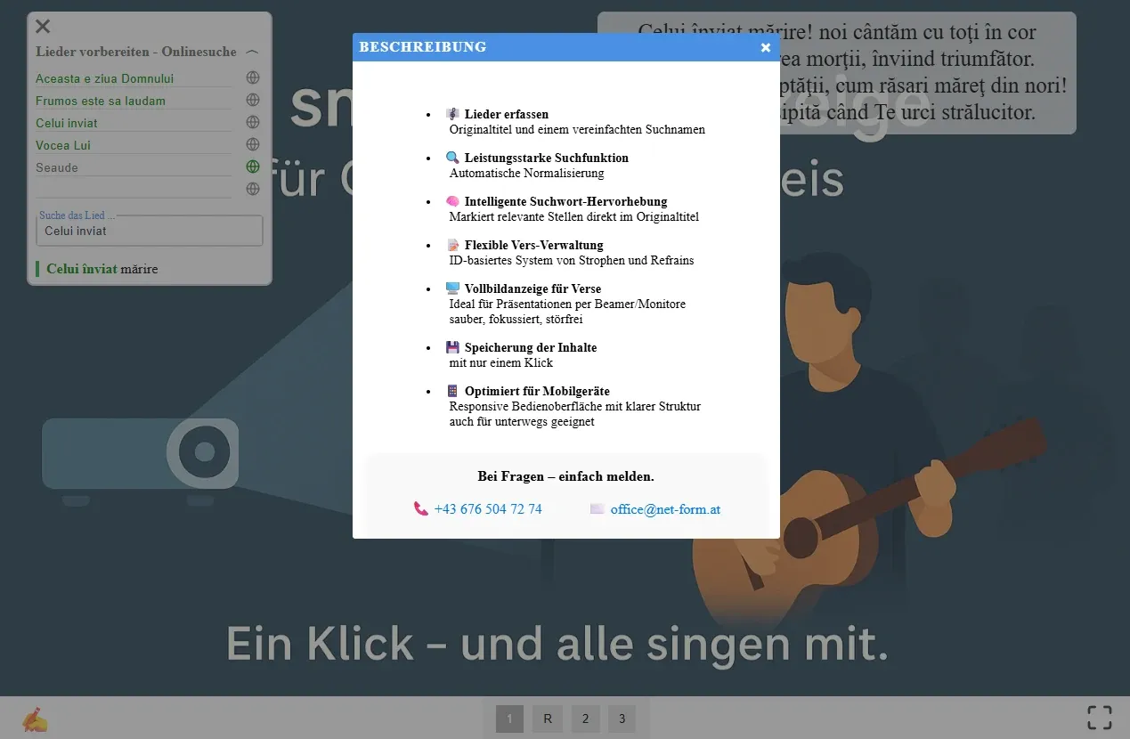 Die smarte Liedanzeige für Lobpreis in Gemeinden